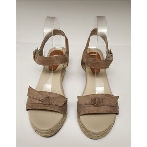 Serra Taupe Faux Suede Espadrille Wedge Sandal Shoes Size 8